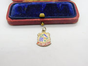 Sterling Silver and Enamel Beaulieu Travel Shield Charm Pendant Vintage c1970