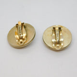 Pair of Sterling Silver Gilt Moss Agate Studio Clip On Earrings Vintage c1970