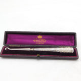 Victorian Boxed Sterling Silver Floral Button Hook Antique 1894 Birmingham