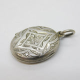 Victorian Sterling Silver Floral Pattern Sweetheart Locket Pendant Antique