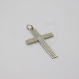 Sterling Silver Patterned Textured Cross Pendant Vintage c1970