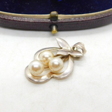 Sterling Silver Pearl Fruit Flower Charm Pendant Vintage c1970