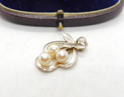 Sterling Silver Pearl Fruit Flower Charm Pendant Vintage c1970