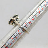 Sterling Silver Facet Black Onyx & White Sapphire Ring Modern c1990 Size Q 1/2