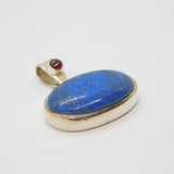 Sterling Silver Sodalite & Almandine Garnet Studio Charm Pendant Vintage c1970s