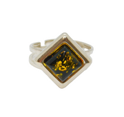 Sterling Silver Baltic Amber Adjustable Band Dress Ring Vintage c1970 Size M