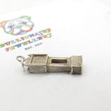 Sterling Silver Opeanble Grandfather Clock Charm Pendant Vintage c1970