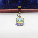Sterling Silver and Enamel Brixham Travel Shield Charm Pendant Vintage c1970
