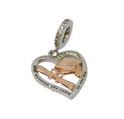 Rose Gold On Sterling Silver Two-Tone Graduation Charm Pendant Vintage c1970