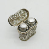George III Filigree Sterling Silver Double-Scent Bottle Box Antique c1780s