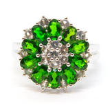 Sterling Silver Green Tourmaline & Spinel Cluster Ring Vintage c1970 Size O
