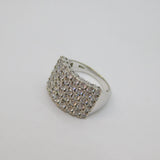 Sterling Silver Five Tier CZ Cocktail Dress Ring Modern c1990 Size N 1/2