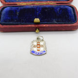 Sterling Silver and Enamel York Travel Shield Charm Pendant Vintage c1970
