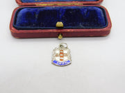 Sterling Silver and Enamel York Travel Shield Charm Pendant Vintage c1970