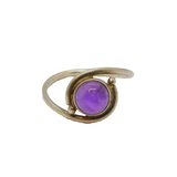Sterling Silver Cabochon Amethyst Twist Front Studio Ring Vintage c1970 Size O