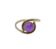 Sterling Silver Cabochon Amethyst Twist Front Studio Ring Vintage c1970 Size O