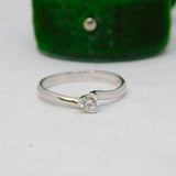 Sterling Silver CZ Solitaire Ring Vintage c1970 Size M 1/2