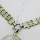 Aesthetic Movement Victorian Silver Plated Floral Locket Necklace Antique