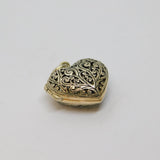 Sterling Silver Patterned Cutwork Puffy Heart Locket Charm Pendant Vintage c1970