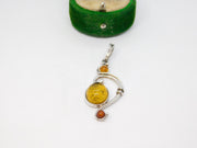 Sterling Silver Baltic Amber Swirl Charm Pendant Vintage c1970
