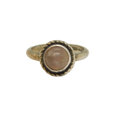 Sterling Silver Cabochon Rose Quartz Ring Vintage 1978 Birmingham Size J 1/2