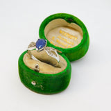 Sterling Silver Peardrop Sapphire & Spinel Ring Vintage c1970 Size P 1/2