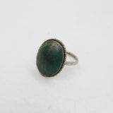 Sterling Silver Thomas L Mott Cabochon Malachite Ring Antique c1930 Size L