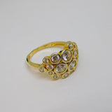 Gold On Sterling Silver Paste Set Circles Pattern Ring Vintage c1970 Size O 1/2
