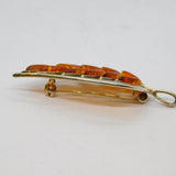 Sterling Silver Baltic Amber Leaf Form Brooch Vintage c1990