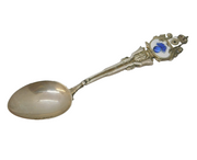Sterling Silver Royal Artillery 'Ubique' Enamel Teaspoon Antique 1913 Birmingham