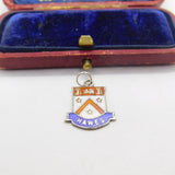 Sterling Silver and Coloured Enamel Travel Shield 'Hawes' Charm Vintage c1970