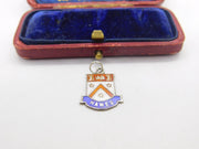 Sterling Silver and Coloured Enamel Travel Shield 'Hawes' Charm Vintage c1970