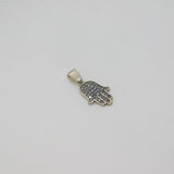 Sterling Silver Crystal Set Hamsa Hand Charm Pendant Contemporary c1990s