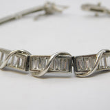 Sterling Silver Baguette Cut Crystal Set Dress Bracelet Vintage c1970