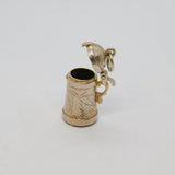 Sterling Silver Bavarian Style Scene Beer Stein Charm Pendant Vintage c1970s