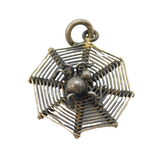 Sterling Silver Spider in the Web Charm Pendant Vintage c1970s
