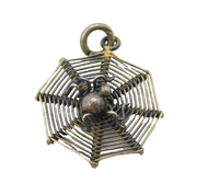 Sterling Silver Spider in the Web Charm Pendant Vintage c1970s