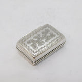 George III Sterling Silver Floral Pattern Vinaigrette Antique 1800 Birmingham