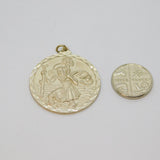 Sterling Silver Matte Finish Round St Christopher Travel Pendant Vintage 1977