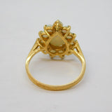 9ct Yellow Gold, White Opal Floral Cluster Ring Vintage Birmingham
