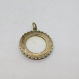 Sterling Silver Painted Porcelain Round Charm Or Pendant Vintage c1970s