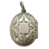 Victorian Sterling Silver Floral Pattern Sweetheart Locket Pendant Antique