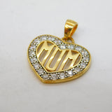 Sterling Silver Gilt Crystal Set Mum Heart Charm Pendant Vintage c1970s
