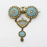 20th Century Norwegian Sterling Silver Gilt & Enamel Drop Brooch Antique