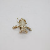 Sterling Silver Cartoon Dustbin Charm Pendant Vintage c1970