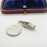 Sterling Silver & Enamel Dutch Clog Charm Pendant Vintage c1970