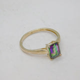 Sterling Silver Mystic Sapphire Solitaire Dress Band Ring Vintage c1990 Size Q