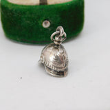 WW1-era Sterling Silver German Prussian Helmet Charm Pendant Antique c1915