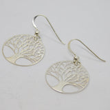 Pair of Sterling Silver Tree Of Life Round Dangly Earrings Contemporary c2010