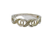 Sterling Silver Diamond Infinity Pattern Dress Band Ring Vintage c1990 Size P